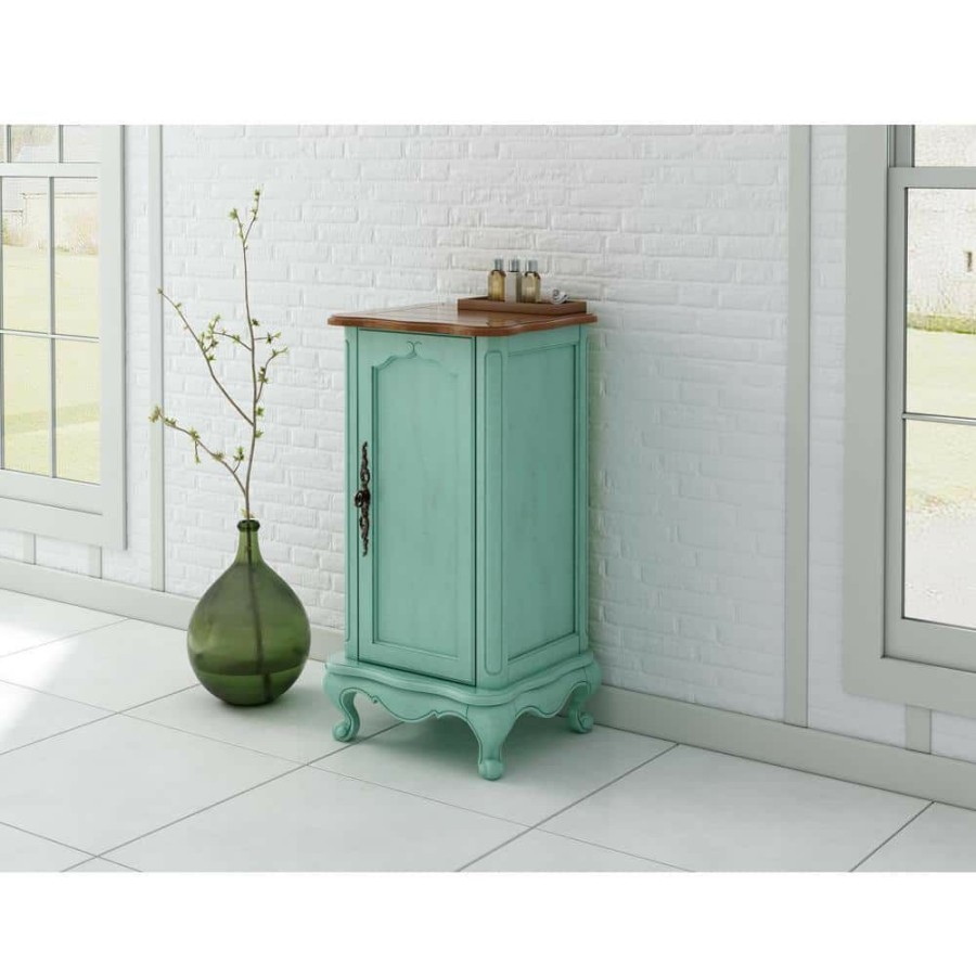 Linen Cabinets * | Home Decorators Collection Provence 18 In. W X 16 In. D X 34 In. H Floor Cabinet In Vintage Turquoise