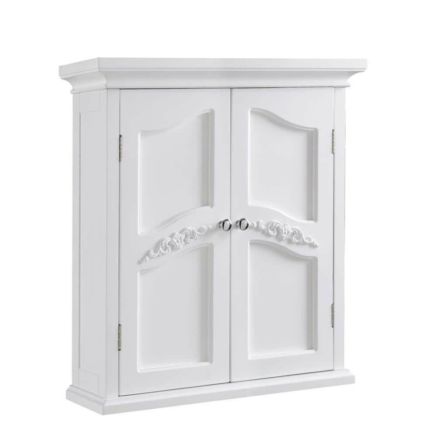 Bathroom Wall Cabinets * | Elegant Home Fashions Venice 22 In. W X 24 In. H X 8 In. D Bathroom Storage Wall Cabinet In White