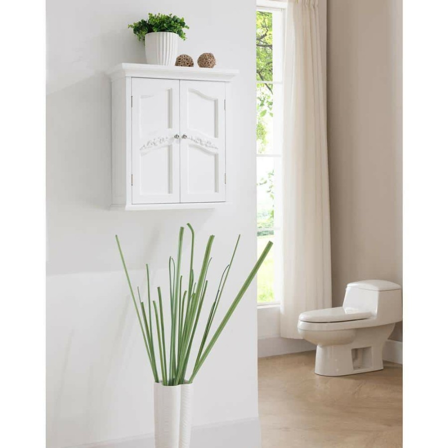 Bathroom Wall Cabinets * | Elegant Home Fashions Venice 22 In. W X 24 In. H X 8 In. D Bathroom Storage Wall Cabinet In White