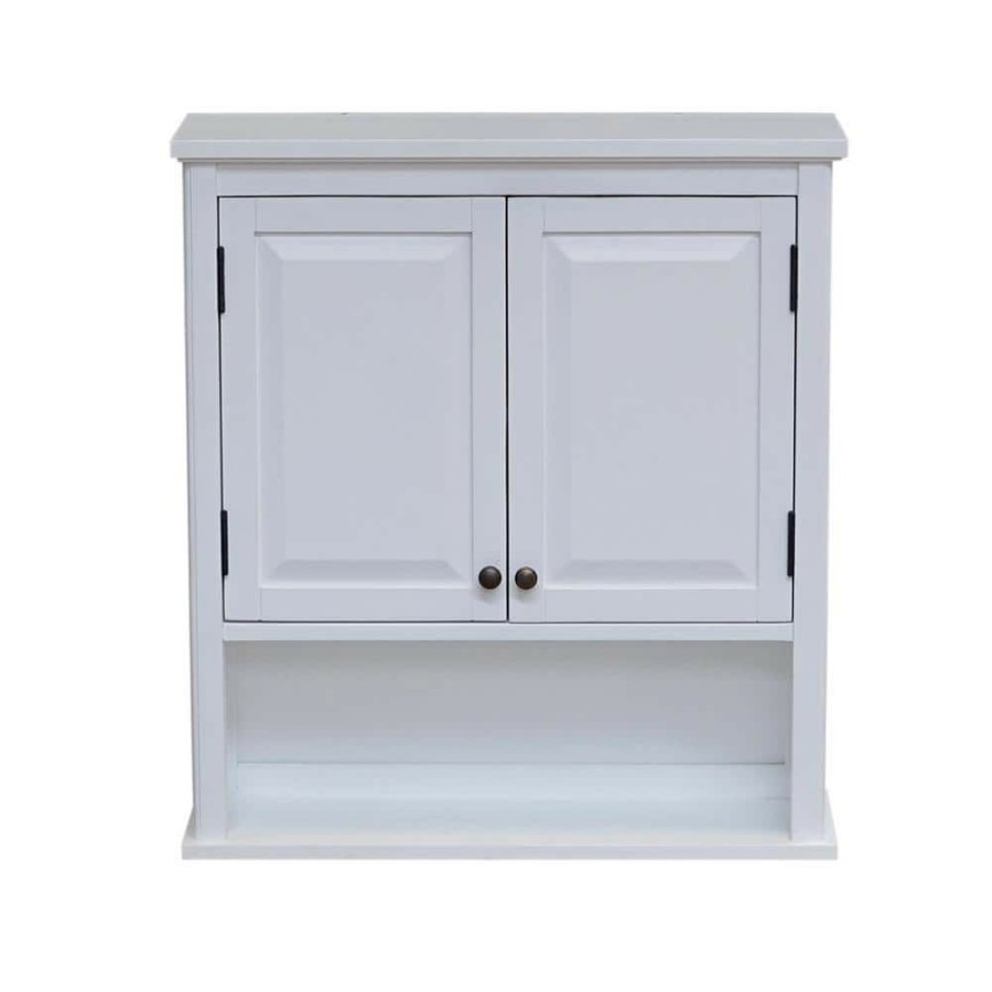 Bathroom Wall Cabinets * | Alaterre Furniture Dorset 27 In. W Wall Mounted Bath Storage Cabinet With 2 Doors And Open Shelf In White