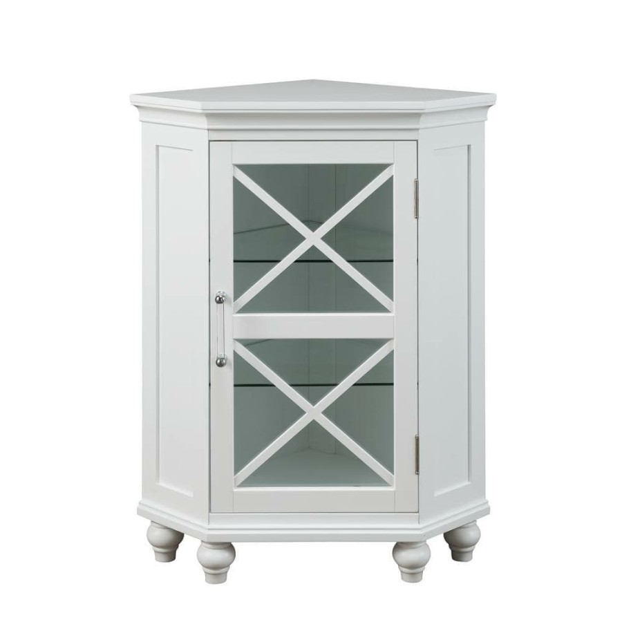 Linen Cabinets * | Teamson Home Blue Ridge 24-3/4 In. W X 17-1/2 In. D X 32 In. H Corner Floor Cabinet In White