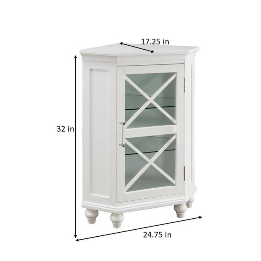 Linen Cabinets * | Teamson Home Blue Ridge 24-3/4 In. W X 17-1/2 In. D X 32 In. H Corner Floor Cabinet In White