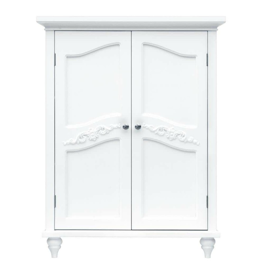 Linen Cabinets * | Elegant Home Fashions Venice 34 In. H X 27 In. W X 13-3/4 In. D Bathroom Linen Storage Floor Cabinet In White