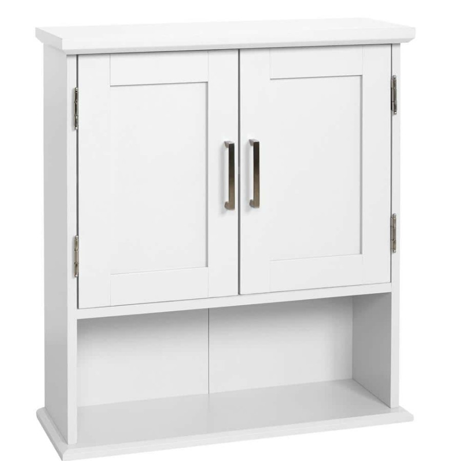 Bathroom Wall Cabinets * | Glacier Bay Shaker Style 23 In. W Wall Cabinet With Open Shelf In White