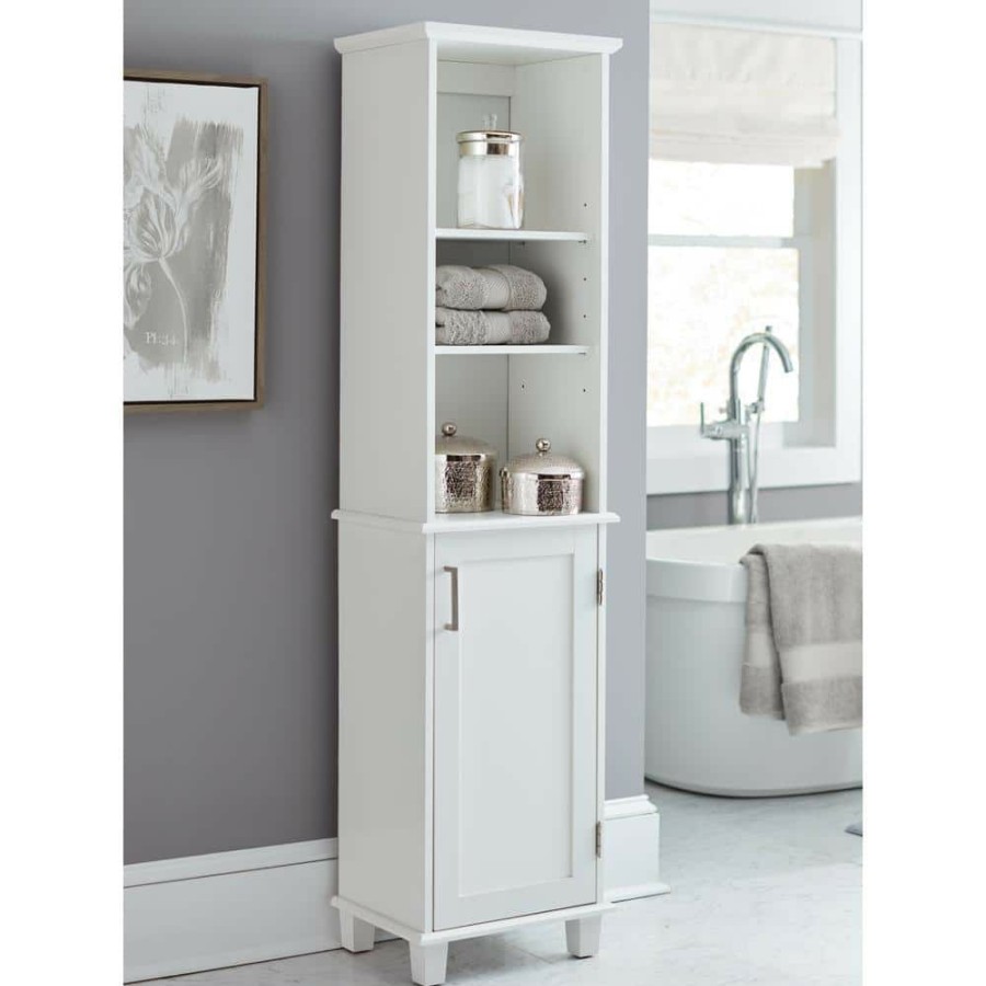 Linen Cabinets * | Glacier Bay Shaker Style 16 In. W X 12 In. D X 62.25 In. H Linen Cabinet In White