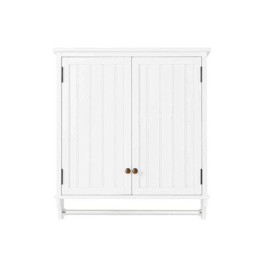 Bathroom Wall Cabinets * | Alaterre Furniture Dover 27 In. W Shelf Wall Cabinet With Towel Rod And 2 Doors In White