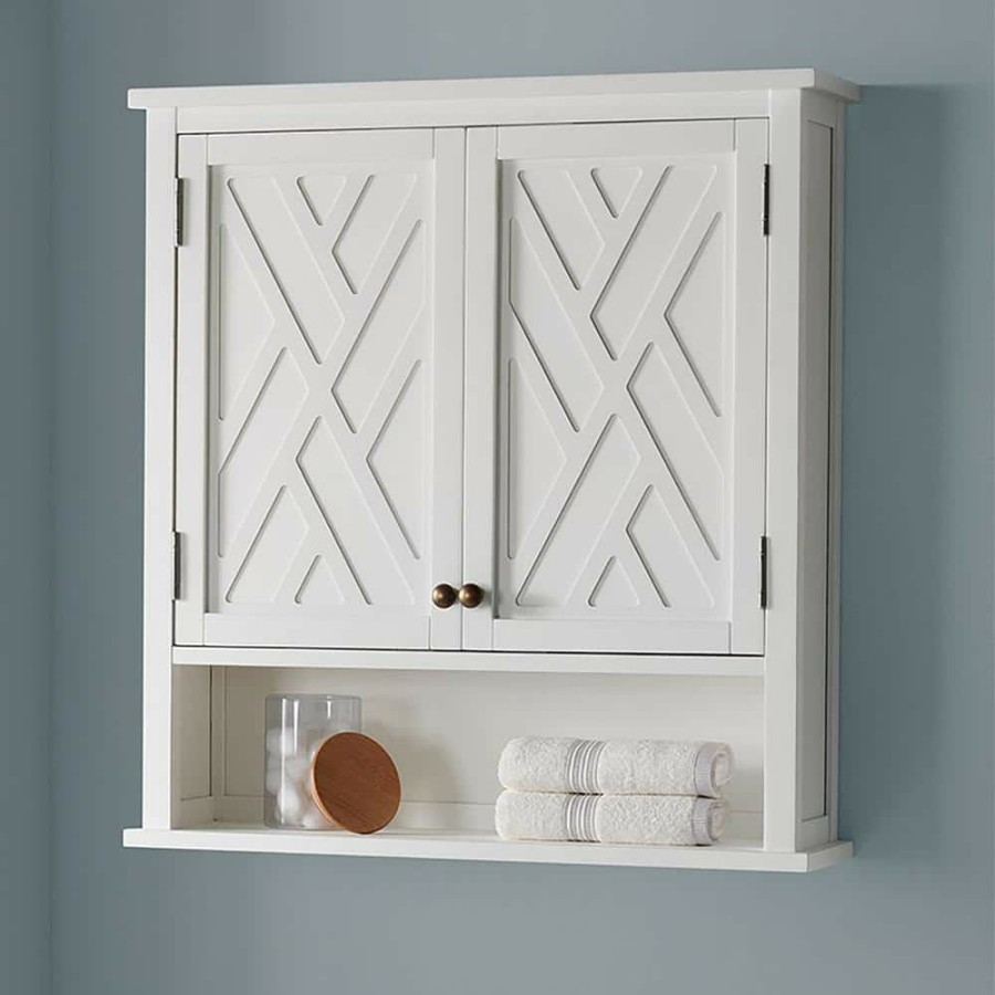 Bathroom Wall Cabinets * | Alaterre Furniture Coventry 27 In. W Wall Cabinet With Two Doors And Open Shelf In White