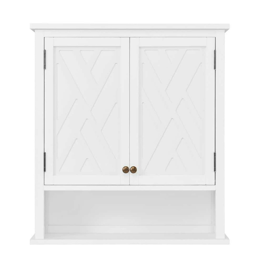 Bathroom Wall Cabinets * | Alaterre Furniture Coventry 27 In. W Wall Cabinet With Two Doors And Open Shelf In White