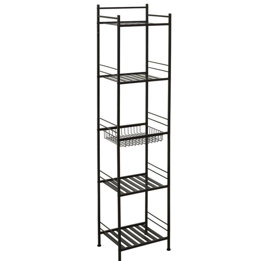 Linen Cabinets * | Glacier Bay Slat Style 14 In. W X 11 In. D X 58.5 In. H Towel Tower In Bronze