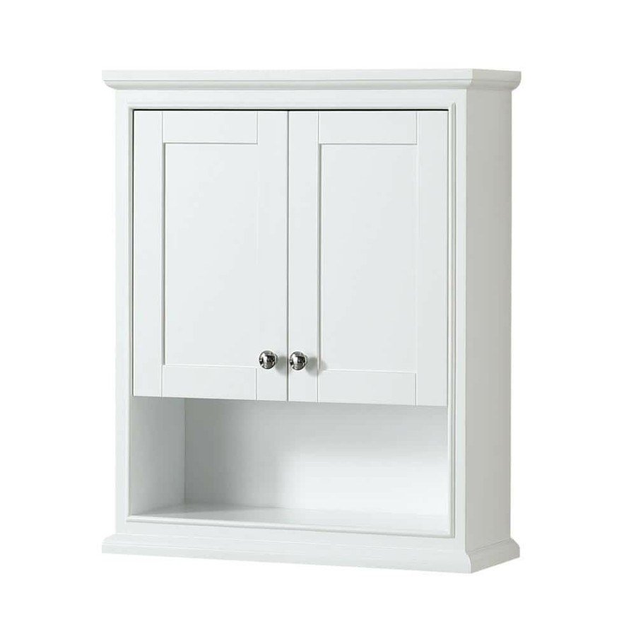 Bathroom Wall Cabinets * | Wyndham Collection Deborah 25 In. W X 30 In. H X 9 In. D Bathroom Storage Wall Cabinet In White