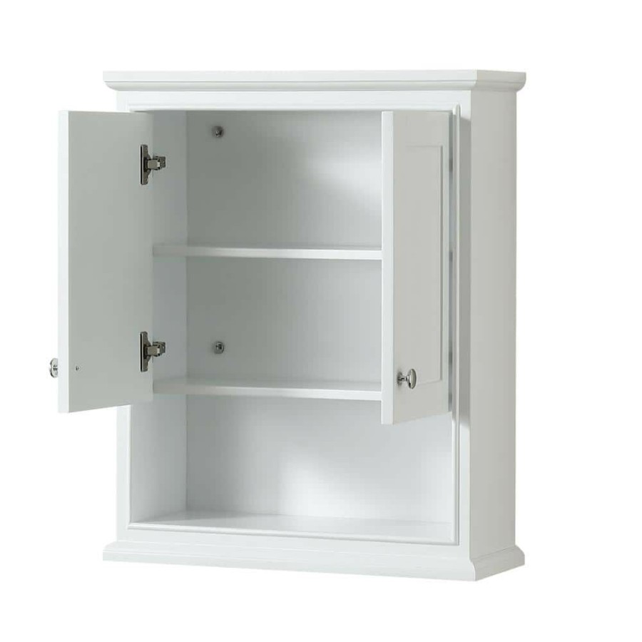 Bathroom Wall Cabinets * | Wyndham Collection Deborah 25 In. W X 30 In. H X 9 In. D Bathroom Storage Wall Cabinet In White