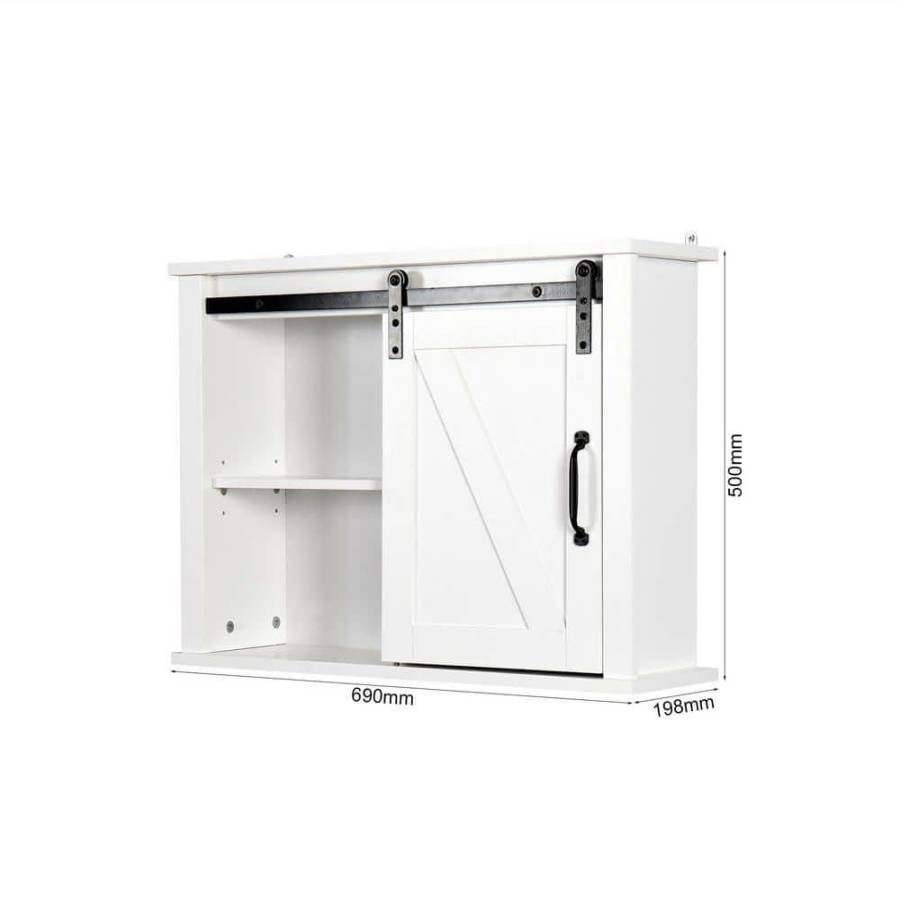 Bathroom Wall Cabinets * | Whatseaso 27.16 In. W X 7.80 In. D X 19.68 In. H Mdf Bathroom Wall Cabinet With 2 Adjustable Shelves In White