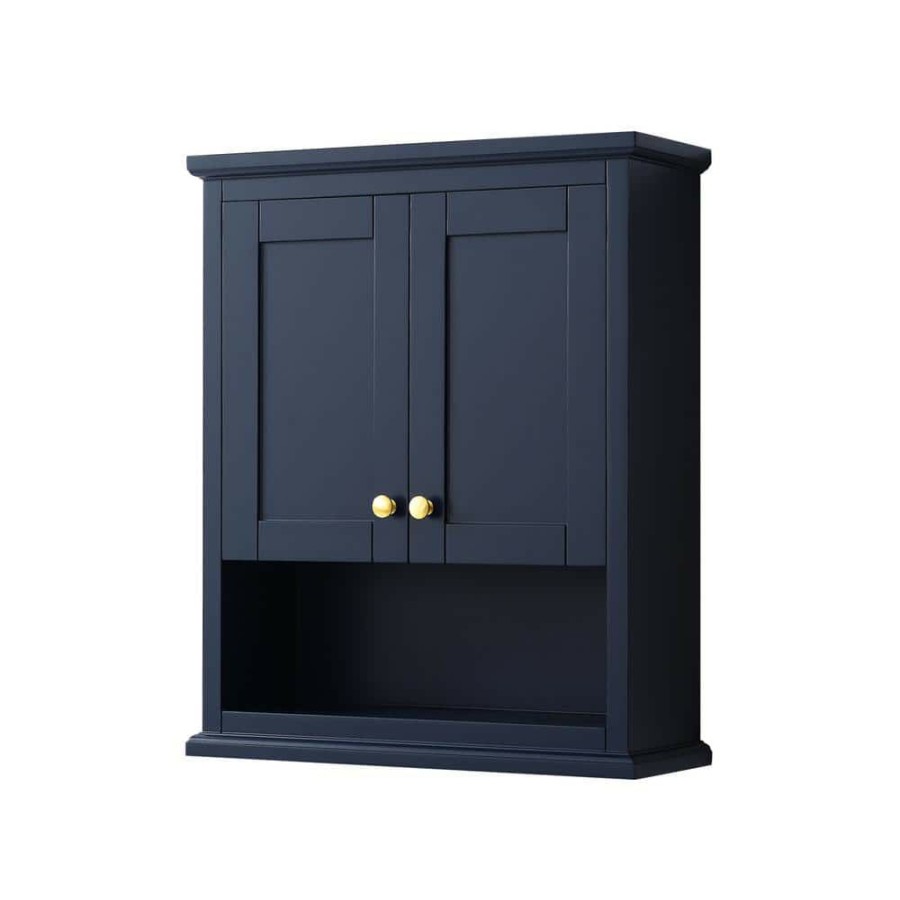 Bathroom Wall Cabinets * | Wyndham Collection Avery 25 In. W Bathroom Storage Wall Cabinet In Dark Blue