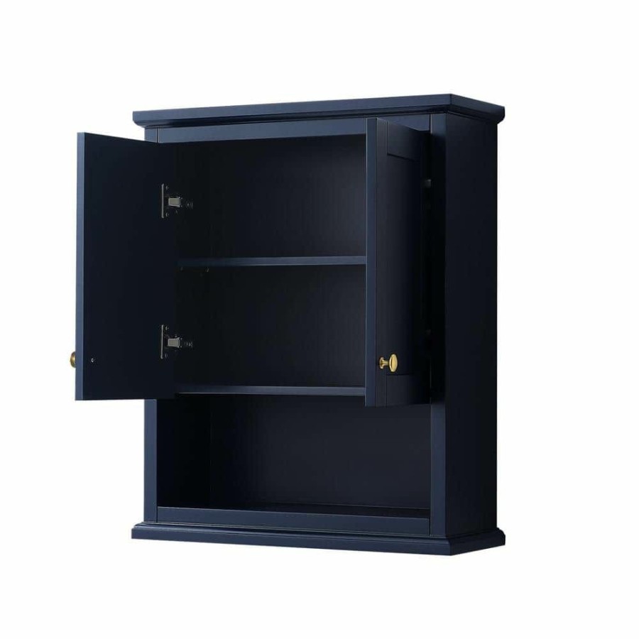 Bathroom Wall Cabinets * | Wyndham Collection Avery 25 In. W Bathroom Storage Wall Cabinet In Dark Blue