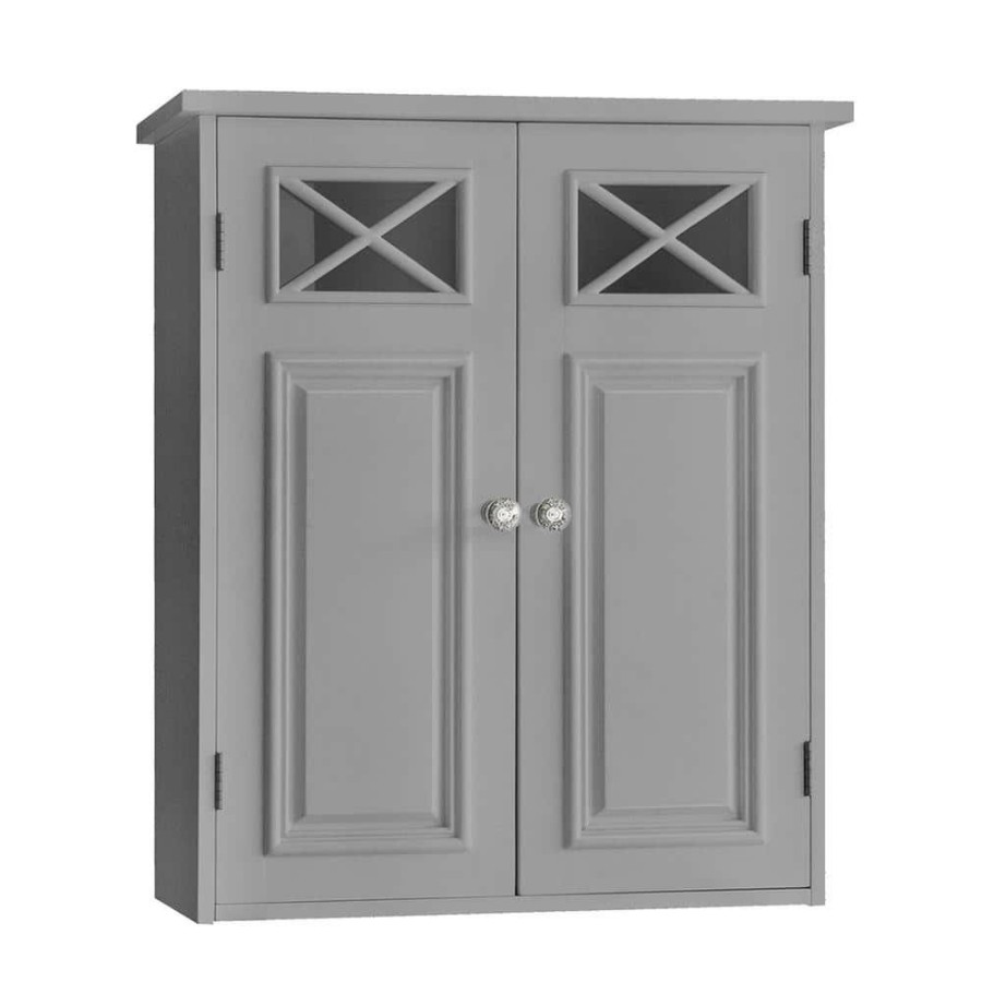 Bathroom Wall Cabinets * | Teamson Home Dawson Contemporary Dawson 7 In. L X 20. In W X 24 In. H Removable Wooden Wall Cabinet With 2 Doors In Gray