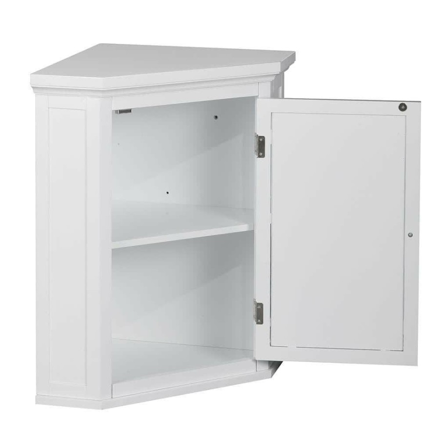 Bathroom Wall Cabinets * | Elegant Home Fashions Simon 22-1/2 In. W X 24 In. H X 15 In. D Corner Bathroom Storage Wall Cabinet With Shutter Door In White