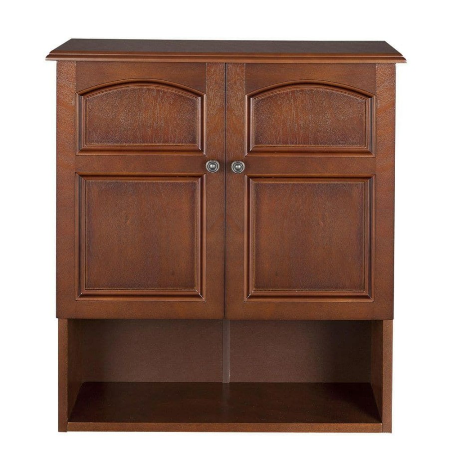 Bathroom Wall Cabinets * | Teamson Home Martha 22.25 In. W X 25 In. H X 8 In. D Bathroom Removable Wall Cabinet In Mahogany