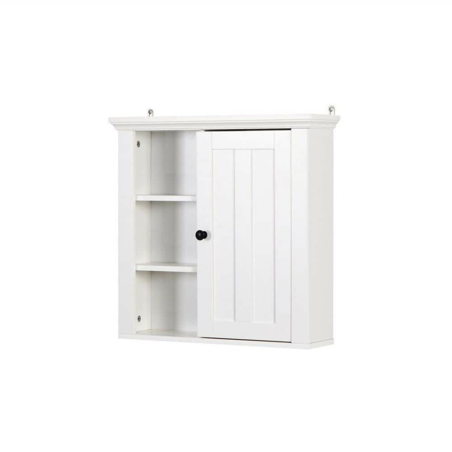 Bathroom Wall Cabinets * | Unbranded 20.86 In. W X 5.71 In. D X 20 In. H White Bathoom Wall Cabinet With A Door