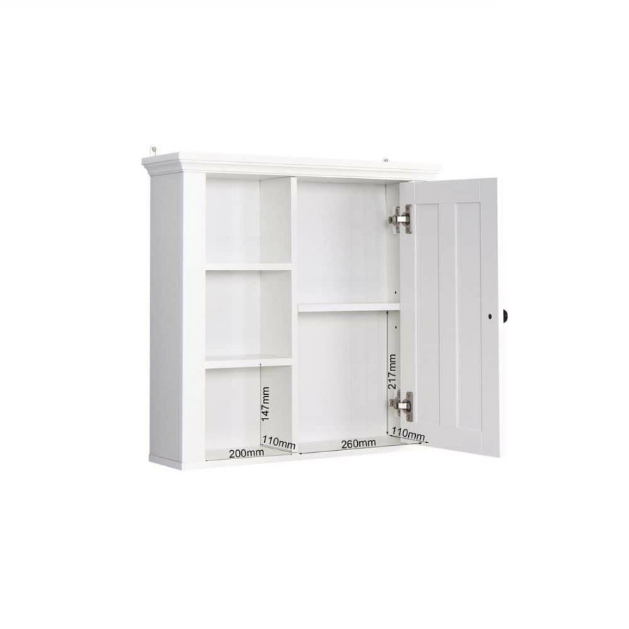 Bathroom Wall Cabinets * | Unbranded 20.86 In. W X 5.71 In. D X 20 In. H White Bathoom Wall Cabinet With A Door