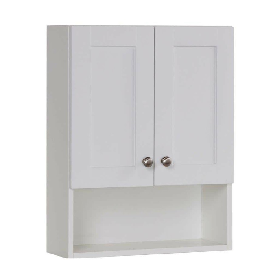 Bathroom Wall Cabinets * | Glacier Bay Del Mar 21 In. W X 26 In. H X 8 In. D Over The Toilet Bathroom Storage Wall Cabinet In White