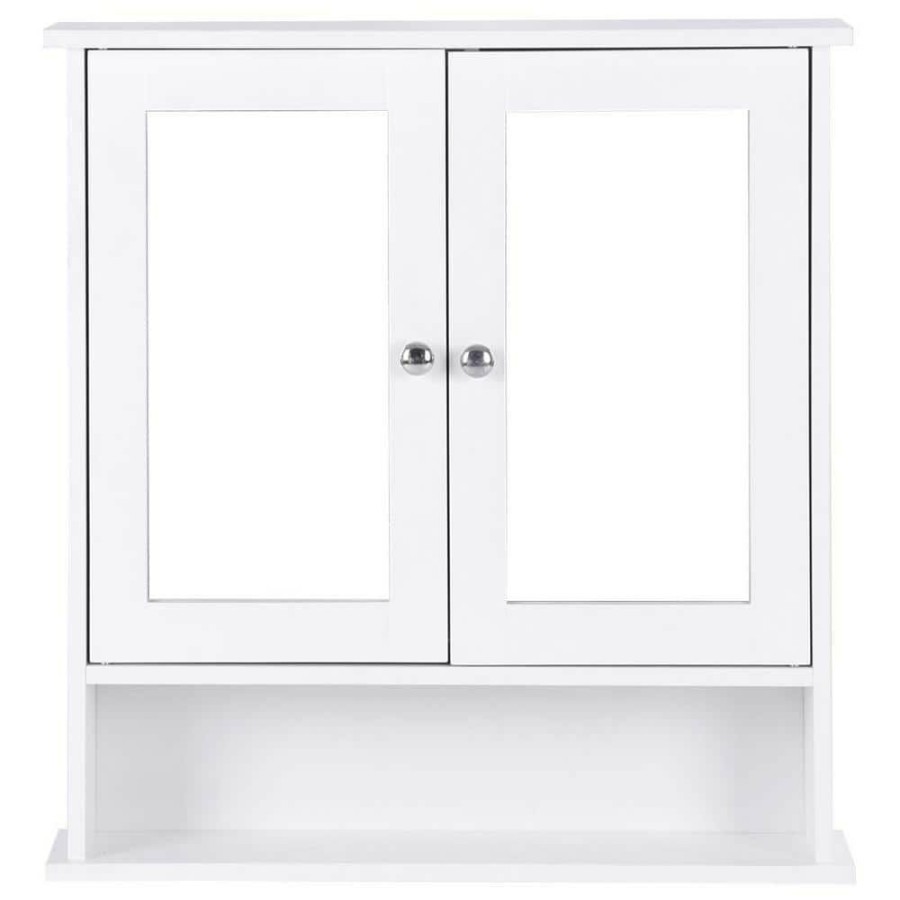 Bathroom Wall Cabinets * | Casainc 22 In. W Surface Wall Mount Bathroom Wall Cabinet With Double Mirror Doors In White