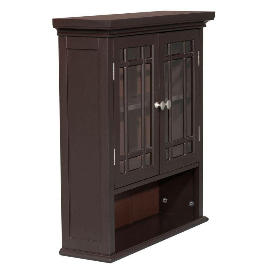 Bathroom Wall Cabinets * | Elegant Home Fashions Albion 24 In. H X 22 In. W X 7 In. D Bathroom Storage Wall Cabinet In Espresso Color