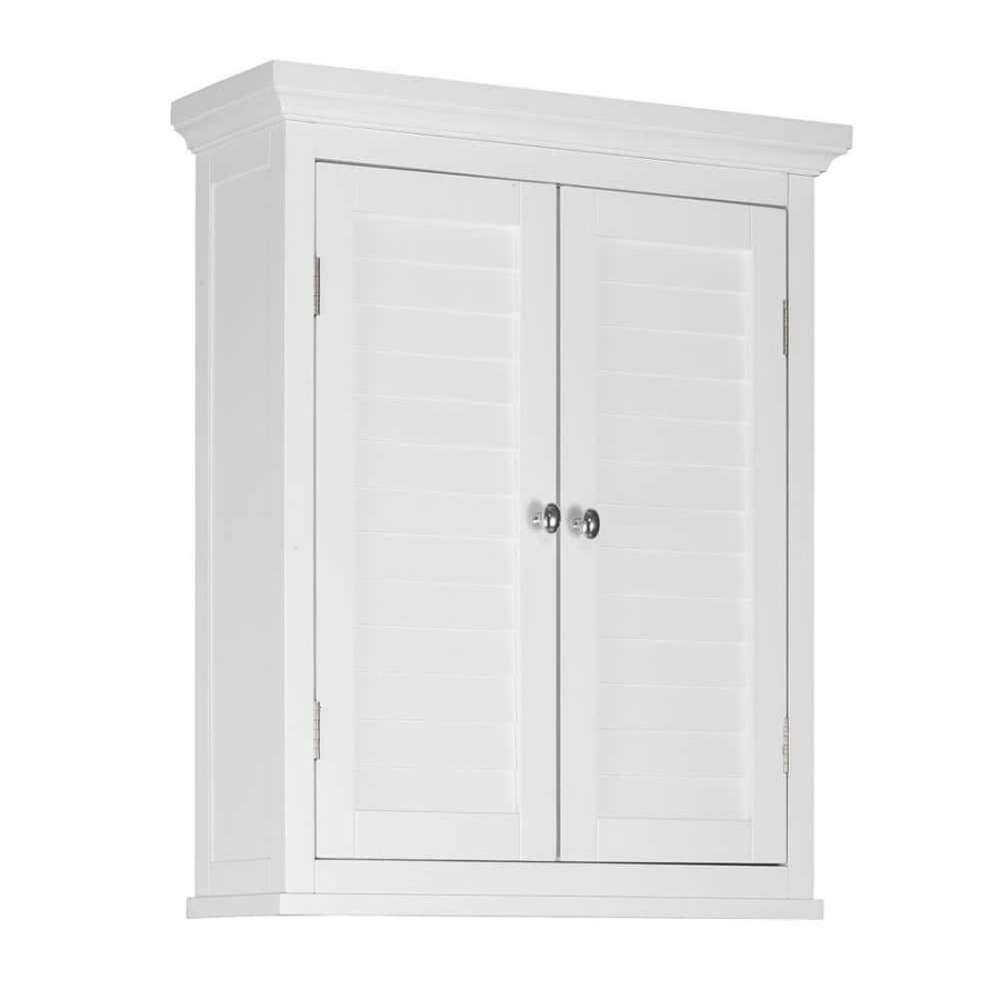 Bathroom Wall Cabinets * | Elegant Home Fashions Simon 20 In. W X 24 In. H X 7 In. D Bathroom Storage Wall Cabinet With 2 Shutter Doors In White