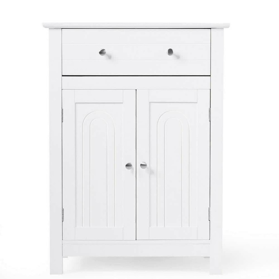 Linen Cabinets * | Casainc 23.5 In. W Freestanding Bathroom Storage Wall Cabinet With Large Drawer