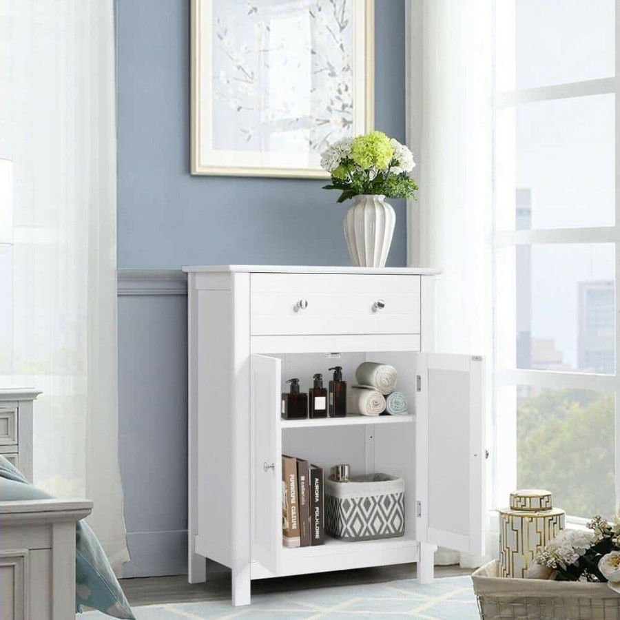 Linen Cabinets * | Casainc 23.5 In. W Freestanding Bathroom Storage Wall Cabinet With Large Drawer