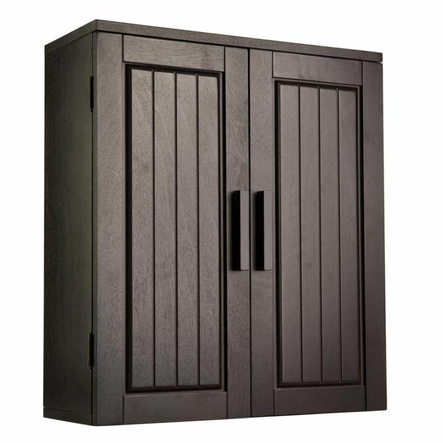 Bathroom Wall Cabinets * | Elegant Home Fashions Americana 20 In. W X 22-1/2 In. H X 8 In. D Bathroom Storage Wall Cabinet In Dark Espresso