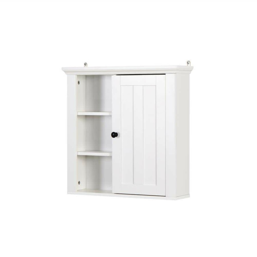 Bathroom Wall Cabinets * | Hbezon Bathroom Storage Wall Cabinet In White