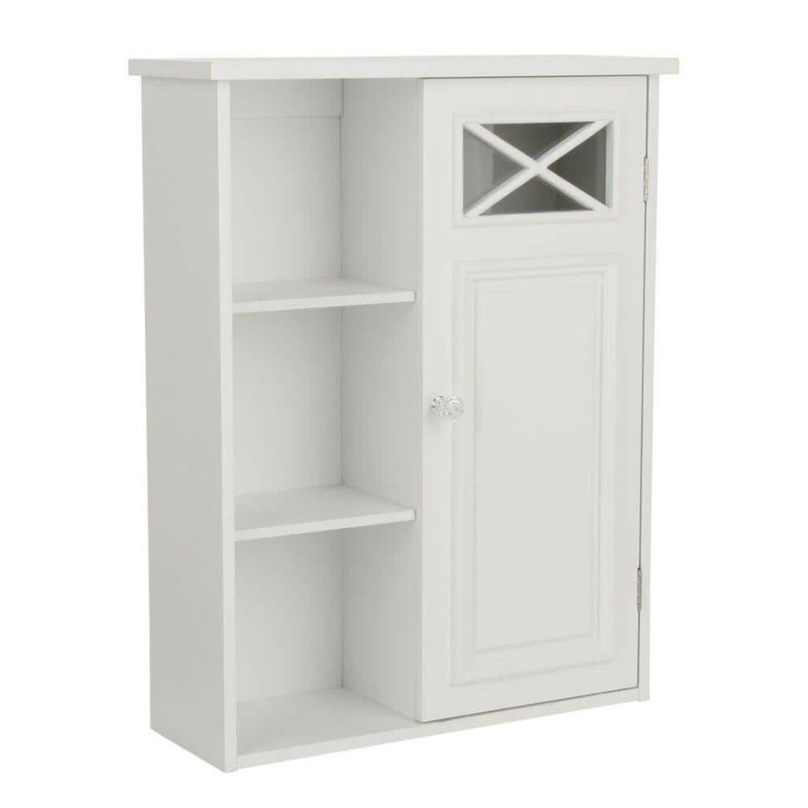 Bathroom Wall Cabinets * | Teamson Home Johnston 20 In. W X 25 In. H X 7 In. D Bathroom Storage Wall Cabinet In White