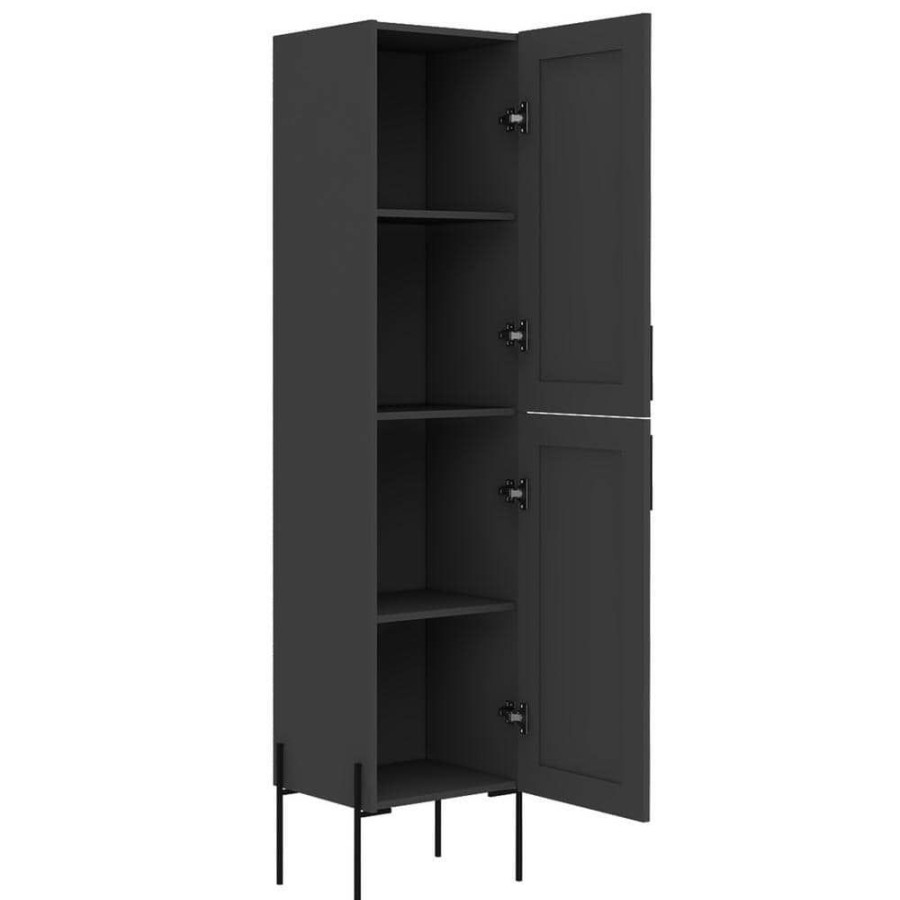 Linen Cabinets * | Rst Brands Svedin 18 In. W X 13 In. D X 71 In. H Free Standing Tall Bathroom Linen Cabinet In Matte Gray