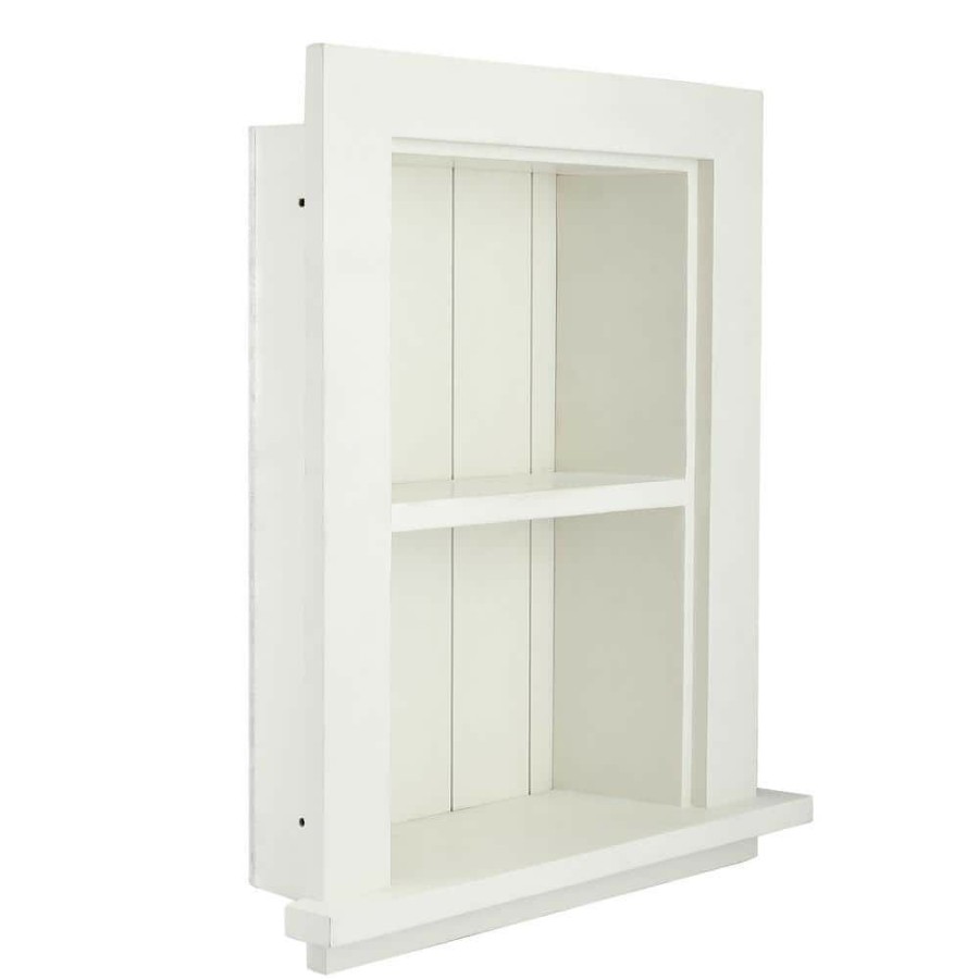 Bathroom Wall Cabinets * | Adirhome 12.75 In. W Wood Bathroom Recessed Wall Shelf In White