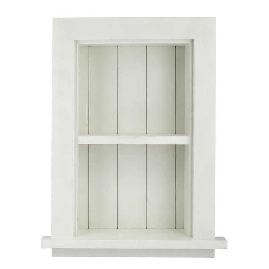 Bathroom Wall Cabinets * | Adirhome 12.75 In. W Wood Bathroom Recessed Wall Shelf In White