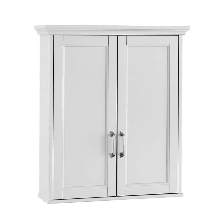 Bathroom Wall Cabinets * | Home Decorators Collection Ashburn 23-1/2 In. W X 27 In. H X 8 In. D Bathroom Storage Wall Cabinet In White