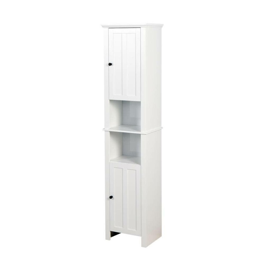 Linen Cabinets * | Unbranded 15.75 In. W X 11.81 In. D X 66.93 In. H White Bathroom Floor Storage Cabinet Linen Cabinet