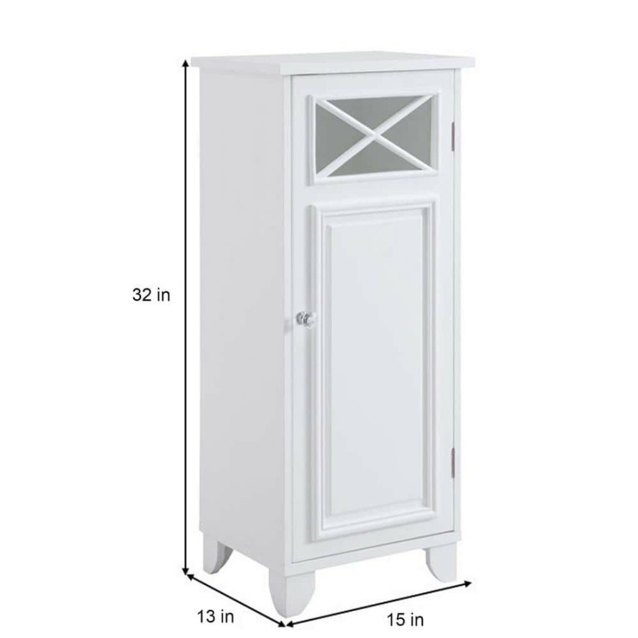 Linen Cabinets * | Elegant Home Fashions Johnston 15 In. W X 32 In. H X 13 In. D Bathroom Linen Storage Floor Cabinet In White