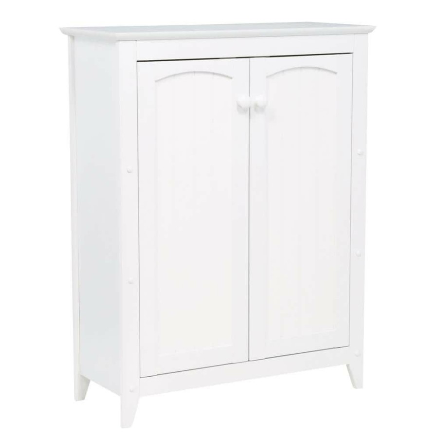 Linen Cabinets * | Catskill Craftsmen 28-1/2 In. W X 36 In. H X 12-1/2 In. D Wood Bathroom Linen Storage Floor Cabinet In White