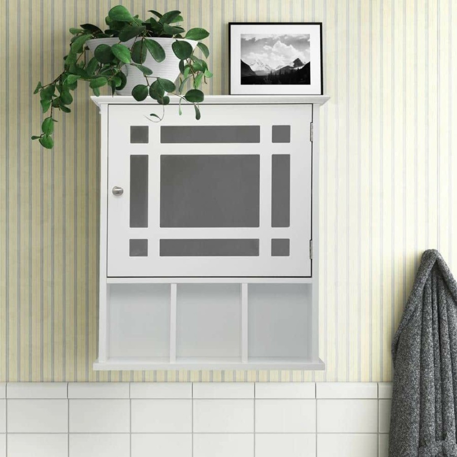 Bathroom Wall Cabinets * | Unbranded 19.2 In. D X 6.1 In. W X 24 In. H White Mirrored Bathroom Medicine Cabinet Wall Mounted Storage Cabinet