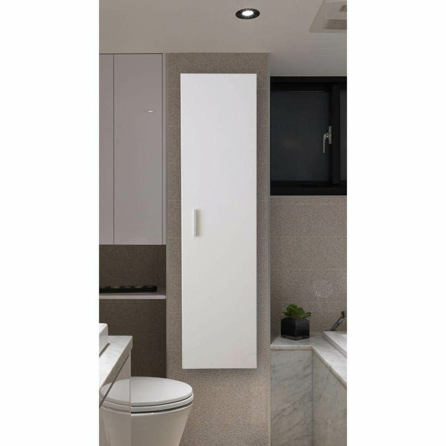 Bathroom Wall Cabinets * | Basicwise Modern Long Bathroom Wall Mounted Cabinet In White