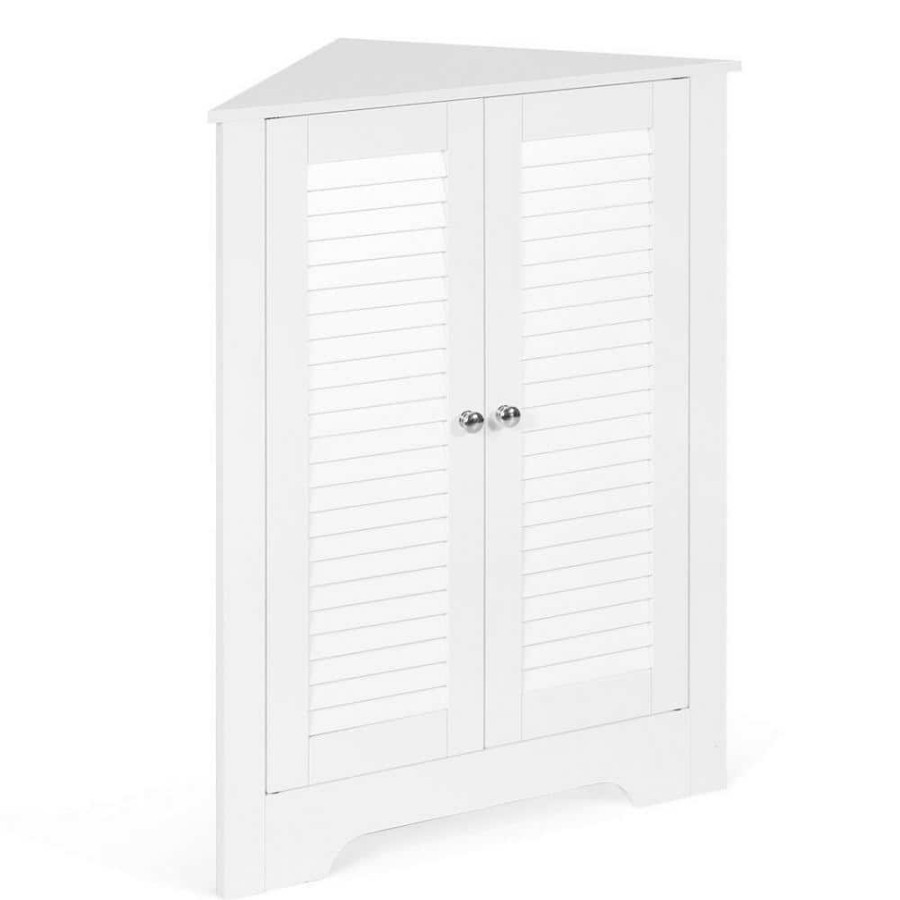 Bathroom Wall Cabinets * | Casainc 25 In. W Adjustable Corner Storage Wall Cabinet With Shutter Doors In White