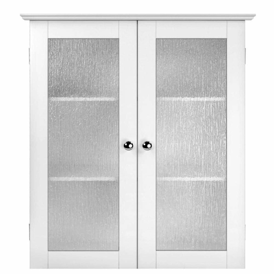 Bathroom Wall Cabinets * | Elegant Home Fashions Connor 22 In. W Wall Cabinet With 2 Glass Doors In White