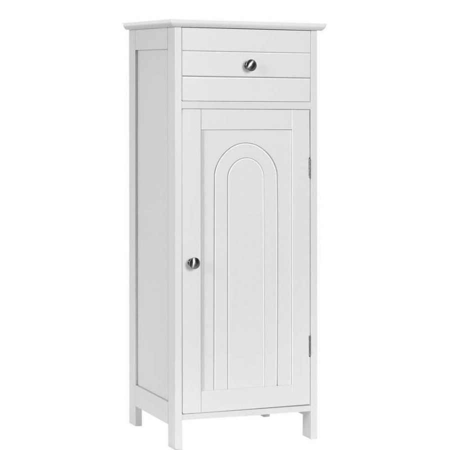 Bathroom Wall Cabinets * | Casainc 12 In. W Wooden Storage Freestanding Floor Wall Cabinet With Drawer And Shelf