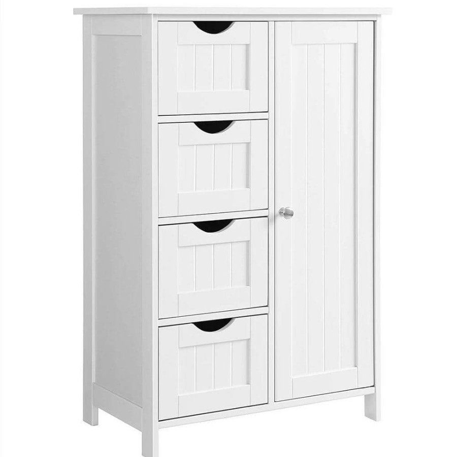 Linen Cabinets * | Romatlink 21.7 In. W X 31.9 In. H X 11.8 In. D Single Door Linen Cabinet Waterproof Bathroom Storage Floor Cabinet In White