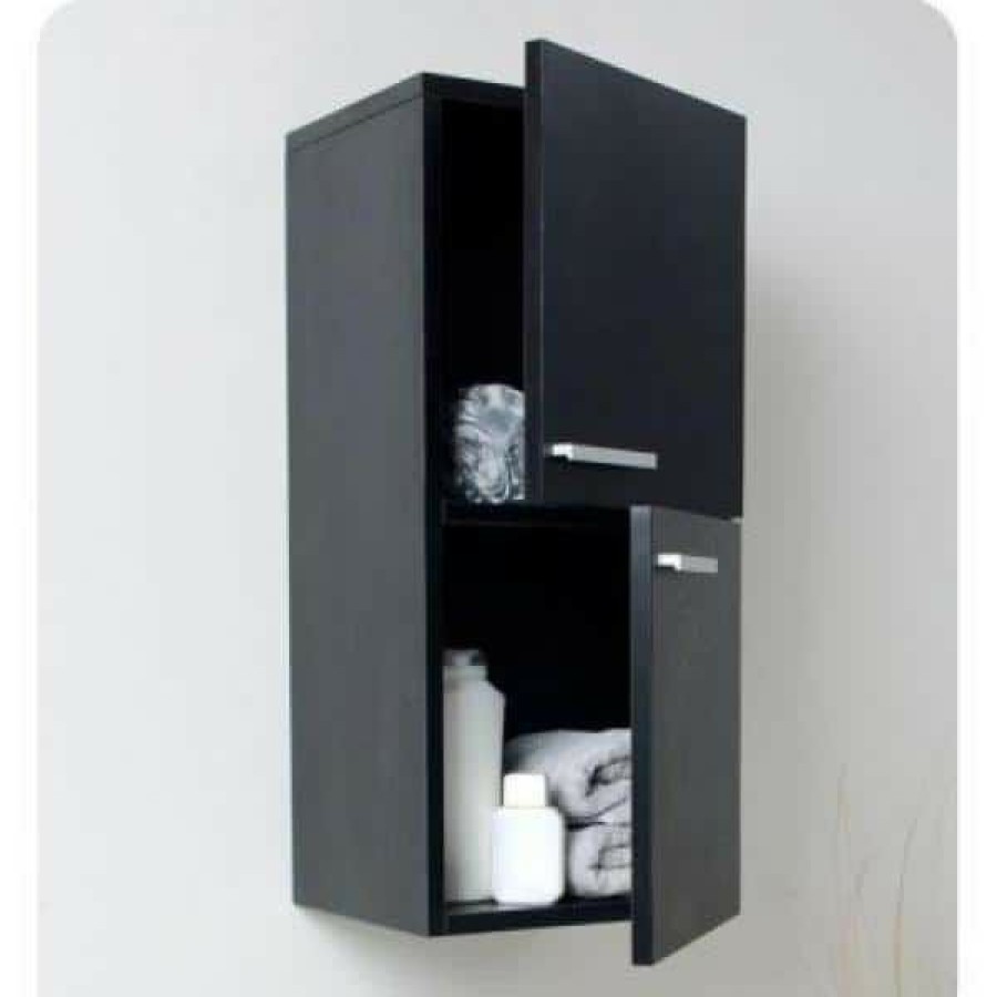 Bathroom Wall Cabinets * | Fresca 12-63/100 In. W X 27-1/2 In. H X 12 In. D Bathroom Linen Storage Cabinet In Black