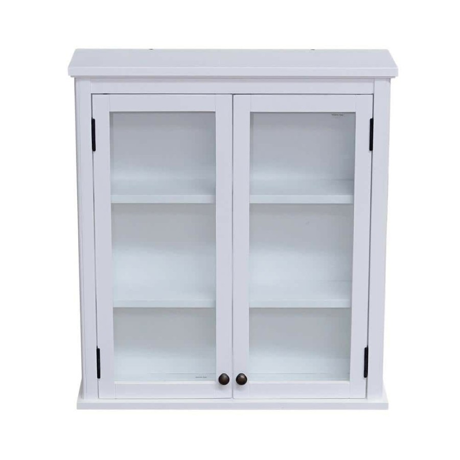 Bathroom Wall Cabinets * | Alaterre Furniture Dorset 27 In. W Wall Mounted Bath Storage Cabinet With Glass Cabinet Doors In White