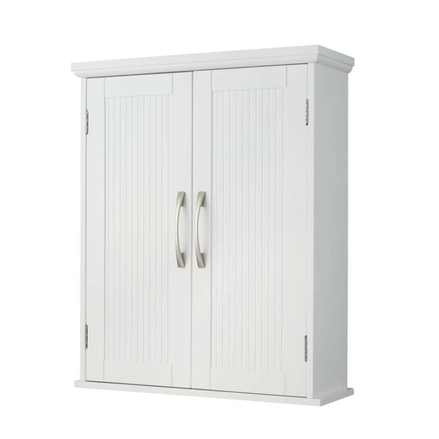 Bathroom Wall Cabinets * | Elegant Home Fashions Newport Contemporary 20 In. W X 7 In. D X 24 In. H Wooden Bathroom Wall Cabinet In White