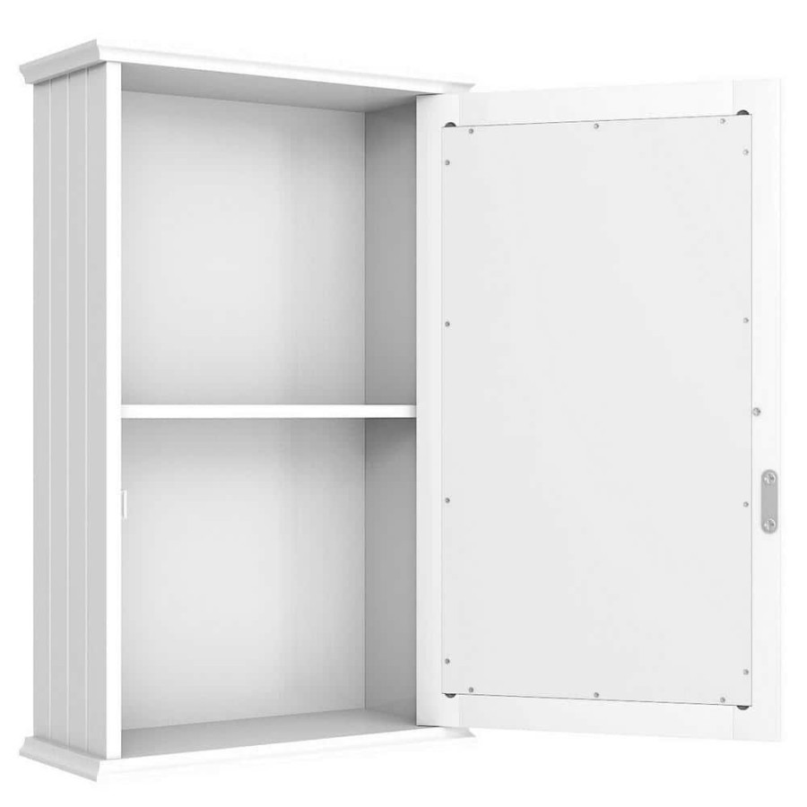 Bathroom Wall Cabinets * | Casainc 13.5 In. W Surface Wall Mount Bathroom Wall Cabinet With Single Mirror Door In White