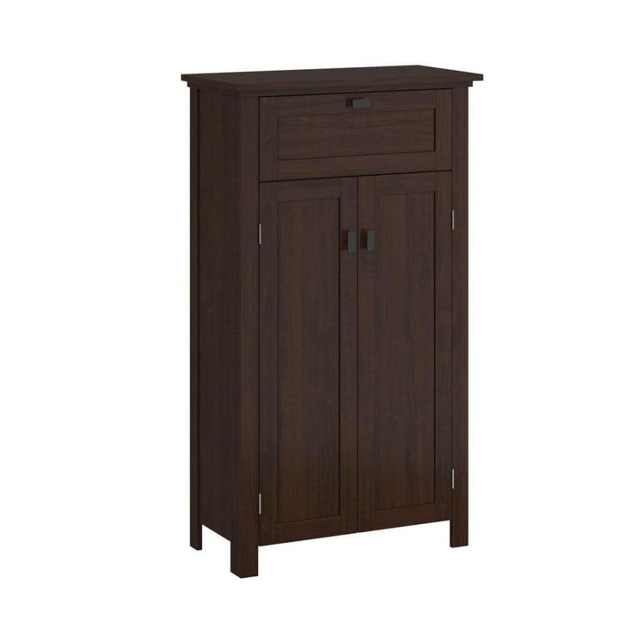 Linen Cabinets * | Riverridge Home Hayward 23.63 In. W X 7.88 D X 40.13 In. H Dark Woodgrain Freestanding Two-Door Linen Cabinet